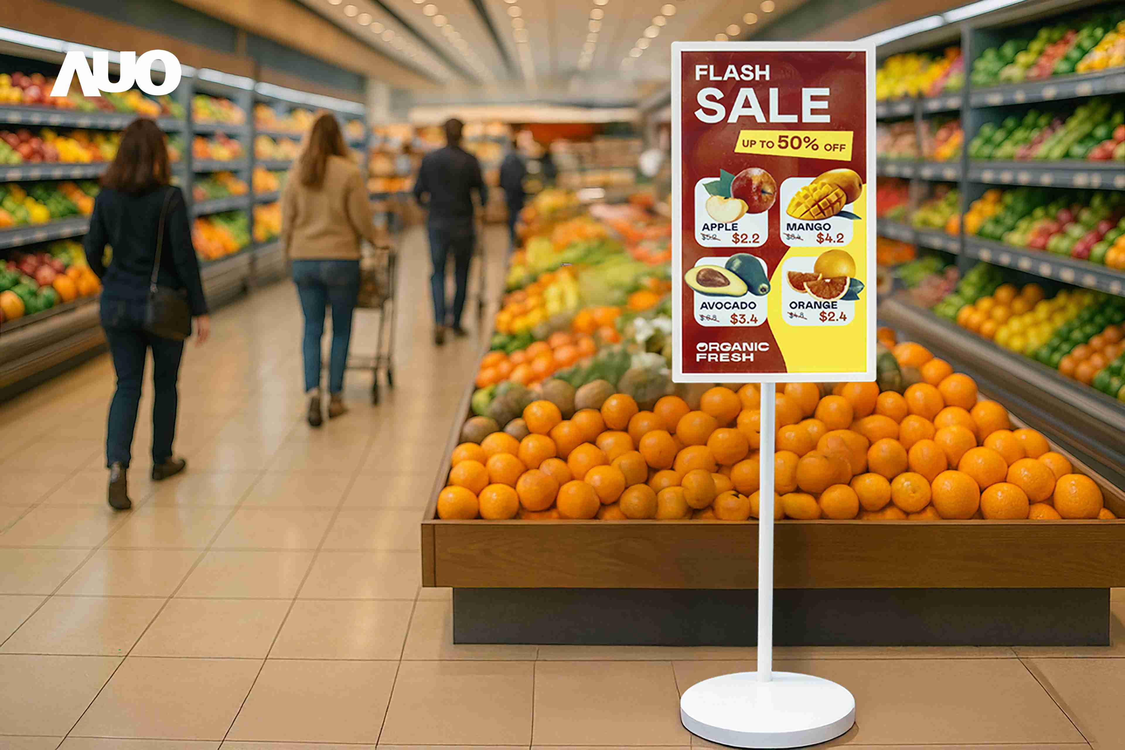 达擎首亮相低功耗、、、、全彩的〝aecoPost电子纸解决方案〞，，仅在更新画面时需要微量的电力驱动，，，，无需布建电线的便捷设计，，，使其可灵活应用、、、、随意置放，，，并可透过云端或行动装置app，，，轻松管理及排程广告内容，，，，晋升店头营销利器。。。。